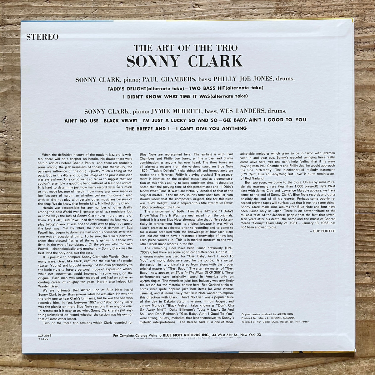 SONNY CLARK / THE ART OF THE TRIO on Blue Note - Japan Original LP NM GXF-3069