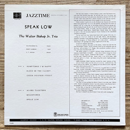 WALTER BISHOP JR. TRIO / SPEAK LOW - Japan Jazztime LP PA-3077
