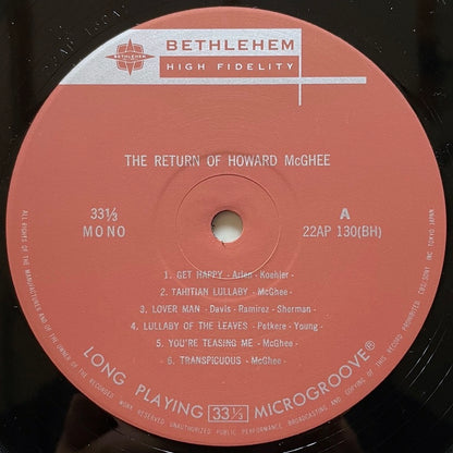 HOWARD McGHEE feat. SAHIB SHIHAB / THE RETURN OF.. on Bethlehem - Japan MONO LP NM 22AP-130
