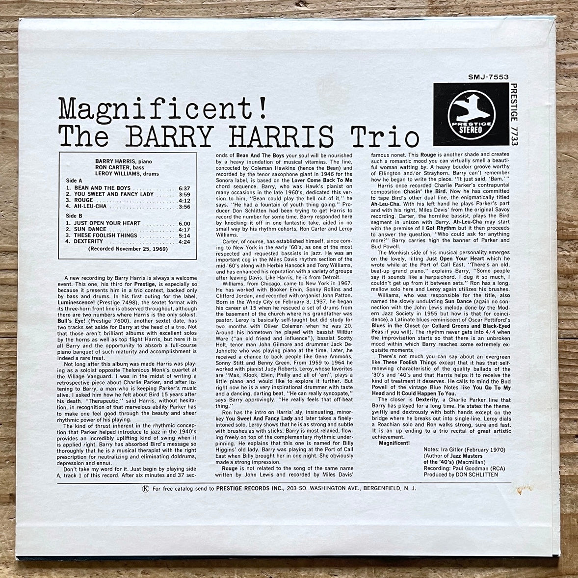 BARRY HARRIS TRIO / MAGNIFICENT on Prestige - Japan LP NM SMJ-7553