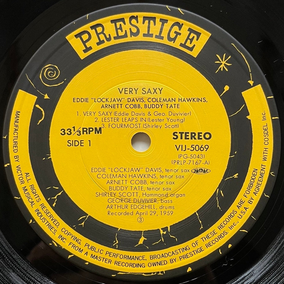 EDDIE LOCKJAW DAVIS, COLEMAN HAWKINS / VERY SAXY on Prestige - Japan LP VIJ-5069