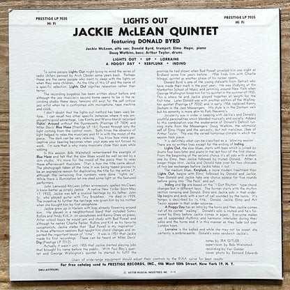JACKIE McLEAN QUINTET / LIGHTS OUT on Prestige - Japan MONO LP SMJ-6590