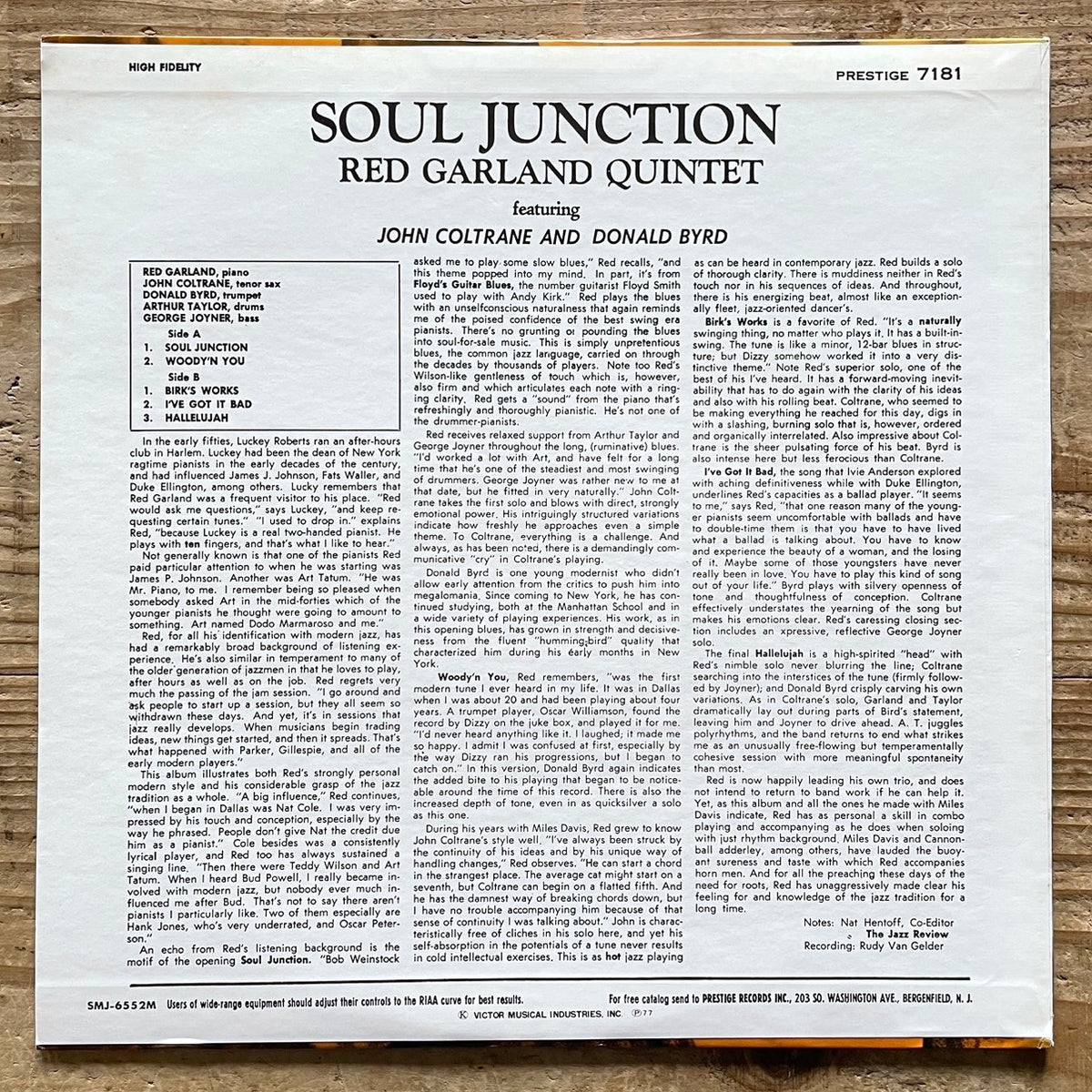 RED GARLAND QUINTET feat. JOHN COLTRANE / SOUL JUNCTION on Prestige - Japan MONO LP SMJ-6552