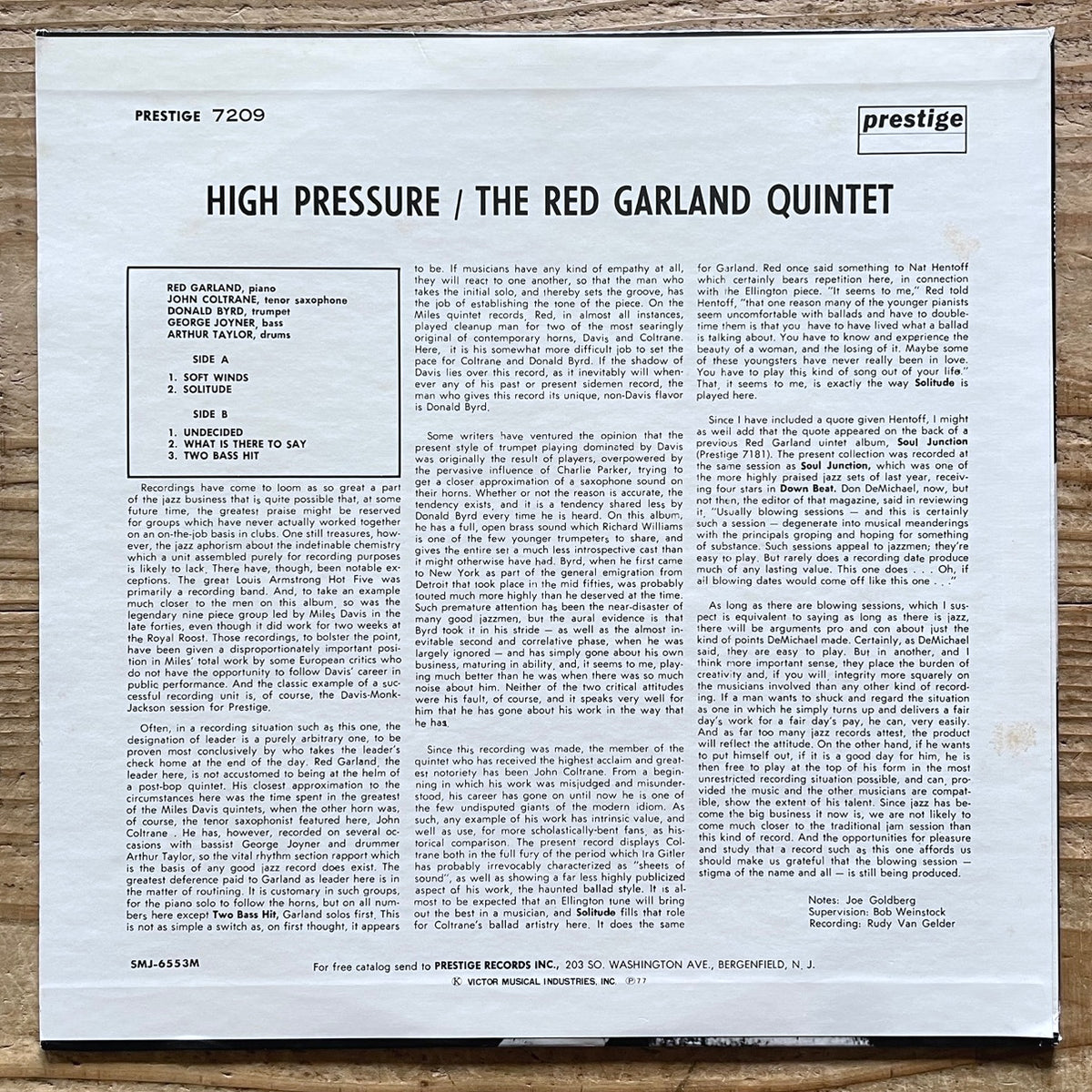 RED GARLAND QUINTET feat. JOHN COLTRANE / HIGH PRESSURE on Prestige - Japan MONO LP SMJ-6553