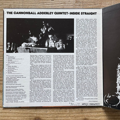 CANNONBALL ADDERLEY QUINTET / INSIDE STRAIGHT on Fantasy - Japan LP JAZZ FUNK LFP-88135