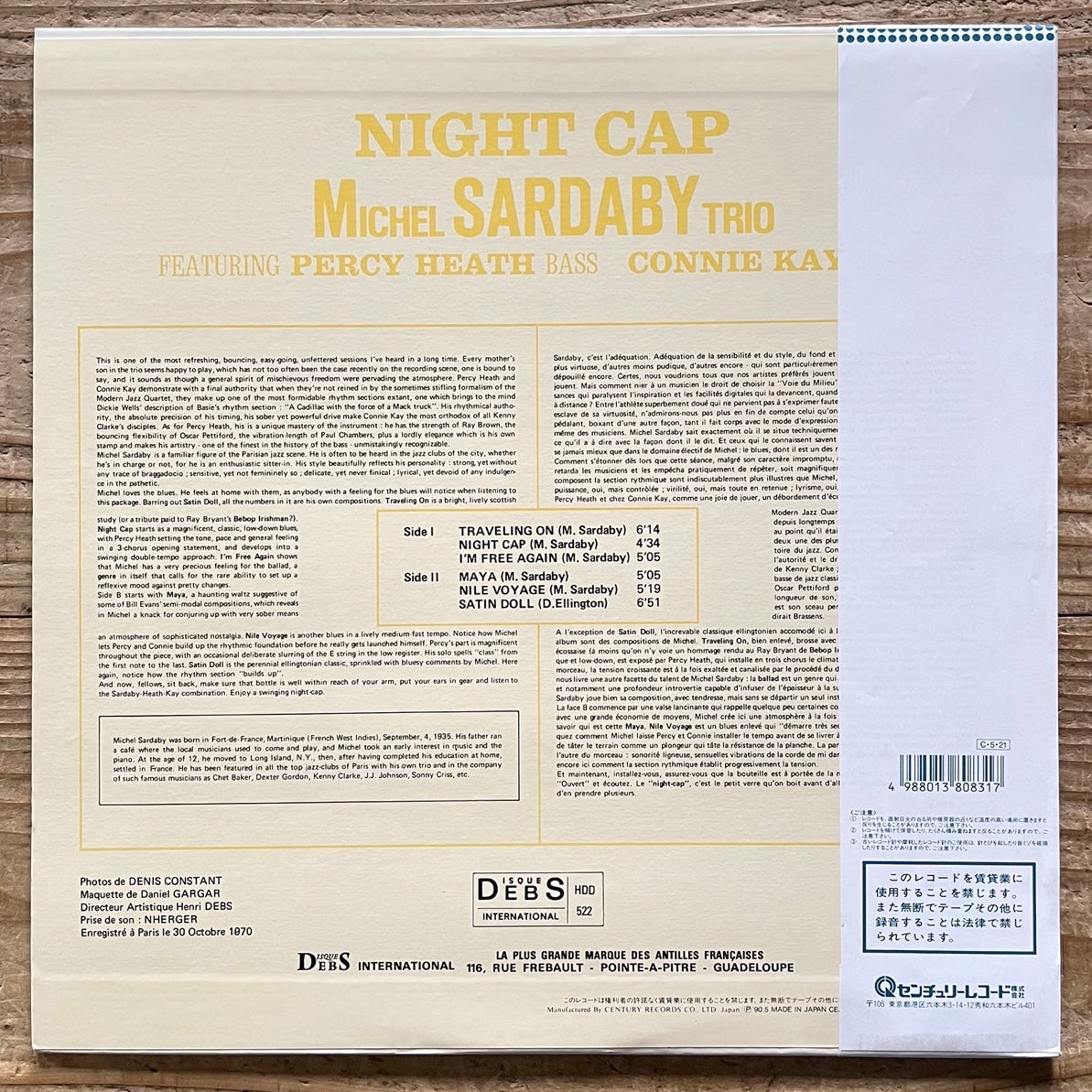 MICHEL SARDABY TRIO / NIGHT CAP on French Debs - Japan LP NM CEJC00083 obi