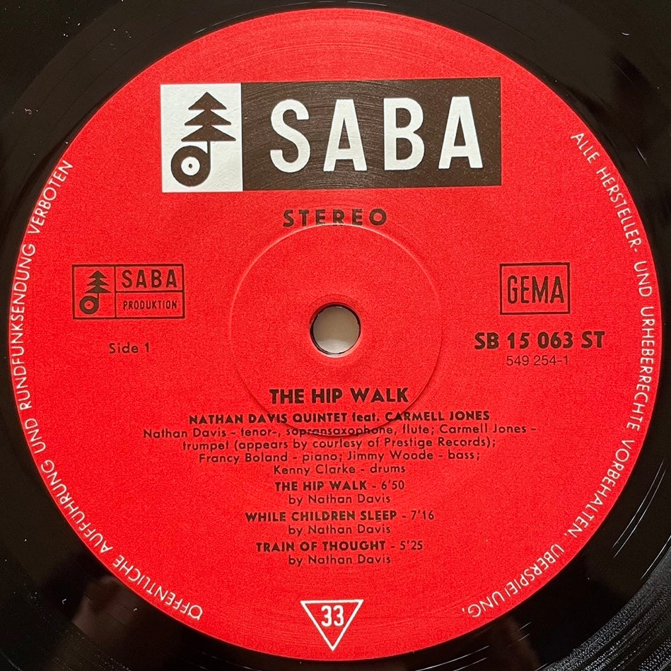NATHAN DAVIS QUINTET / HIP WALK feat. Carmell Jones on German Saba  Speakers Corner reissue
