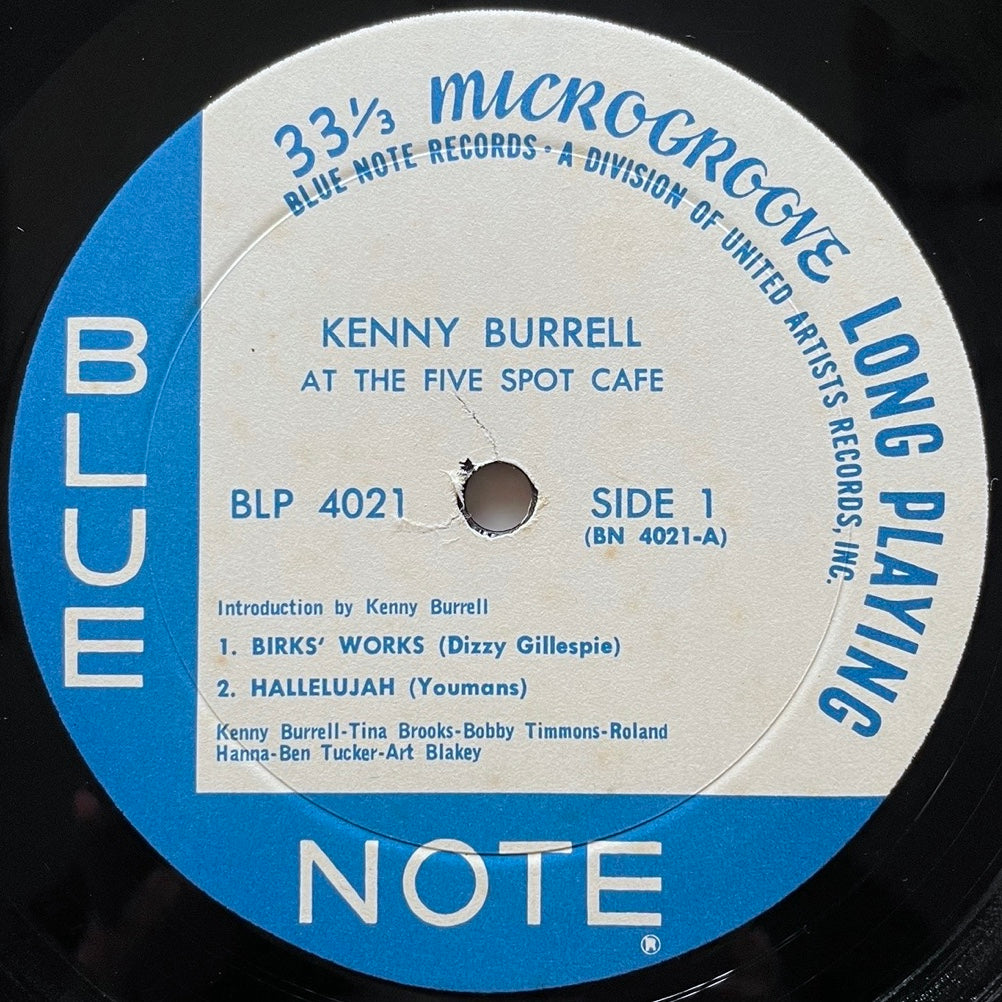 KENNY BURRELL / AT THE FIVE SPOT CAFE on Blue Note - US UA MONO LP BLP4021