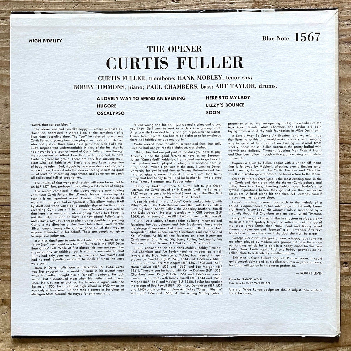 CURTIS FULLER / THE OPENER on Blue Note - US UA MONO LP BLP1567
