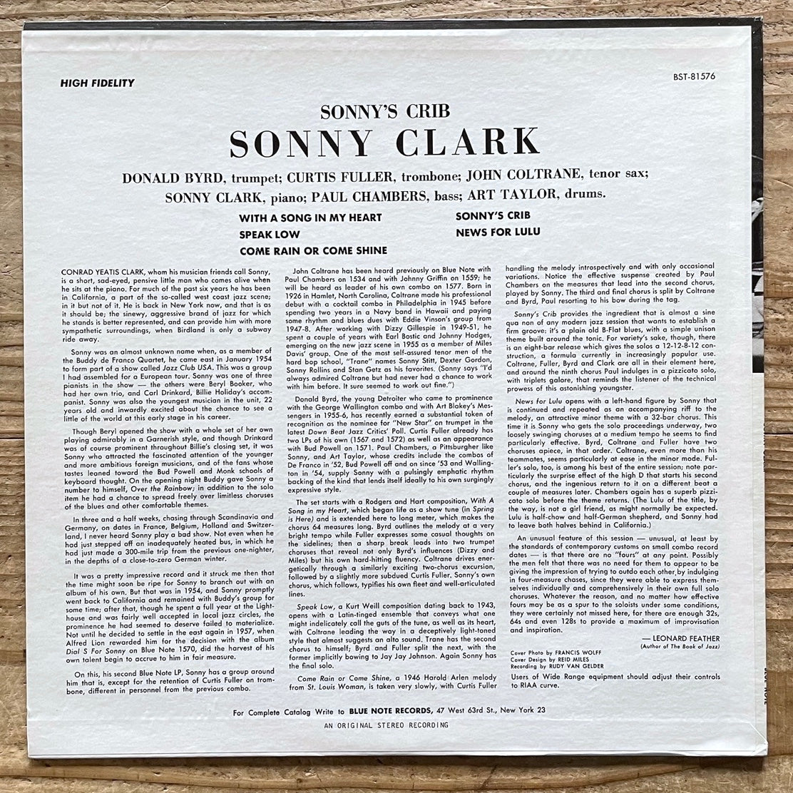 SONNY CLARK / SONNY'S CRIB on Blue Note - US UA STEREO LP BST81576