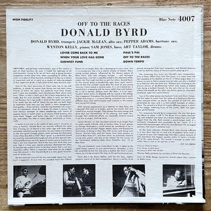 DONALD BYRD / OFF TO THE RACES on Blue Note - US UA STEREO LP BST84007