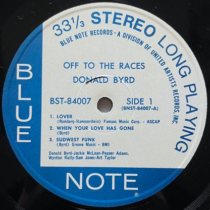 DONALD BYRD / OFF TO THE RACES on Blue Note - US UA STEREO LP BST84007