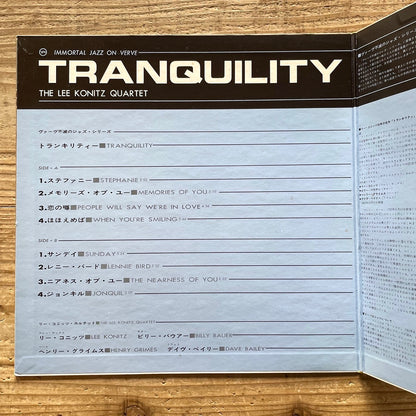 LEE KONITZ QUARTET / TRANQUILITY on Verve - Japan Gatefold LP MV-1109