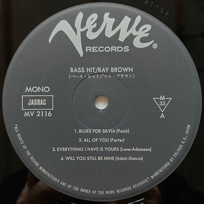 RAY BROWN / BASS HIT on Verve- Japan MONO LP NM MV-2116 obi