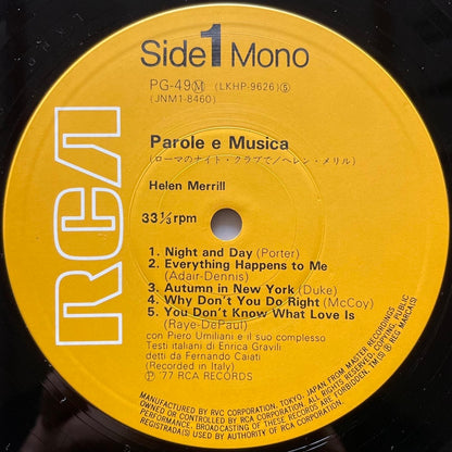 HELEN MERRILL / PAROLE E MUSICA on Italian RCA - Japan MONO LP NM PG-49