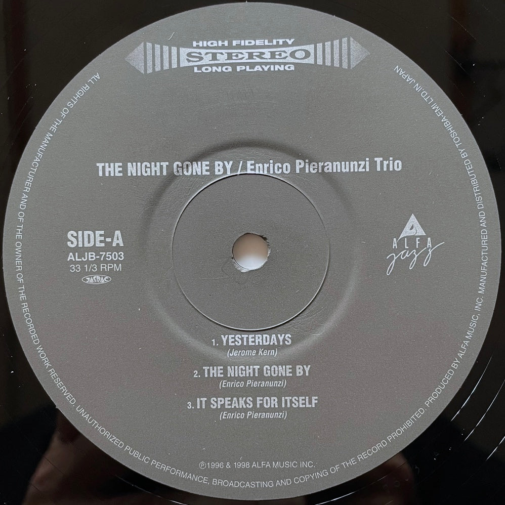 Enrico Pieranunzi Trio / The Night Gone By on Alfa - Japan Original LP Audiophile ALJB-7503