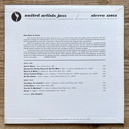 ZOOT SIMS in PARIS on United Artists - Japan King LP NM K18P-9224