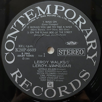 LEROY VINNEGAR SEXTET / LEROY WALKS on Contemporary - Japan King LP NM K20P-6609