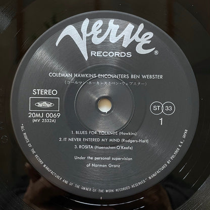 COLEMAN HAWKINS / ENCOUNTERS BEN WEBSTER on Verve - Japan LP NM