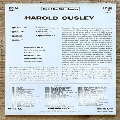 HAROLD OUSLEY / TENOR SAX - Bethlehem Spain Fresh Sound LP reissue NM