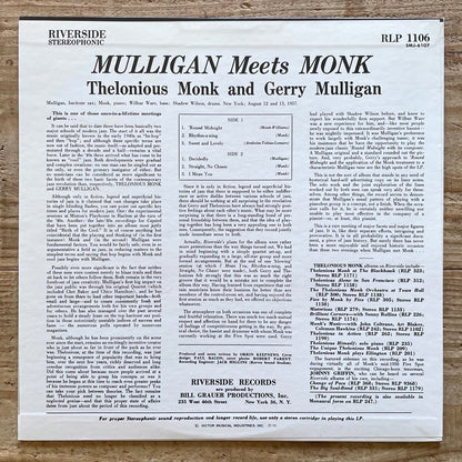 THELONIOUS MONK & GERRY MULLIGAN / MULLIGAN MEETS MONK - Japan Riverside LP NM SMJ-6107