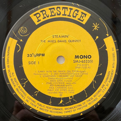 MILES DAVIS QUINTET / STEAMIN' on Prestige - Japan MONO LP NM SMJ-6533