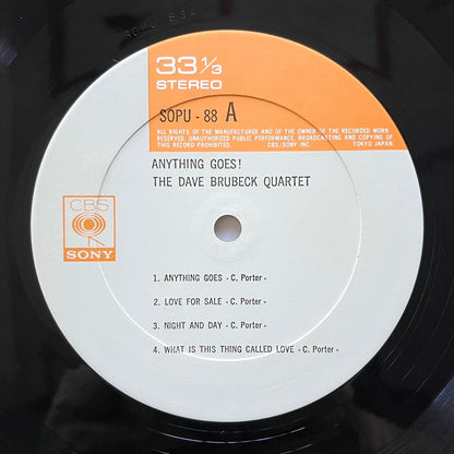 DAVE BRUBECK QUARTET PLAYS COLE PORTER / ANYTHING GOES! - Japan CBS/SONY LP SOPU88