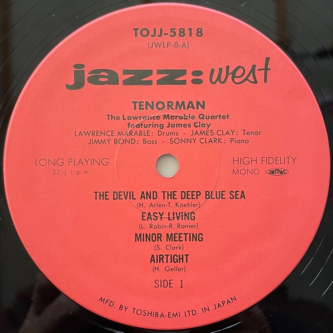LAWRENCE MARABLE QUARTET feat. JAMES CLAY / TENORMAN on Jazz West - Japan LP NM TOJJ-5818