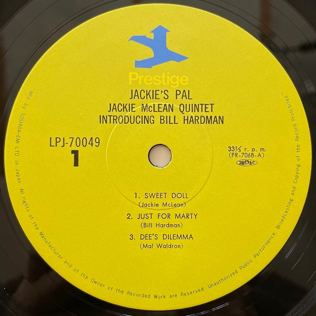 JACKIE McLEAN QUINTET introducing BILL HARDMAN / JACKIE'S PAL on Prestige - Japan LP LPJ-70049