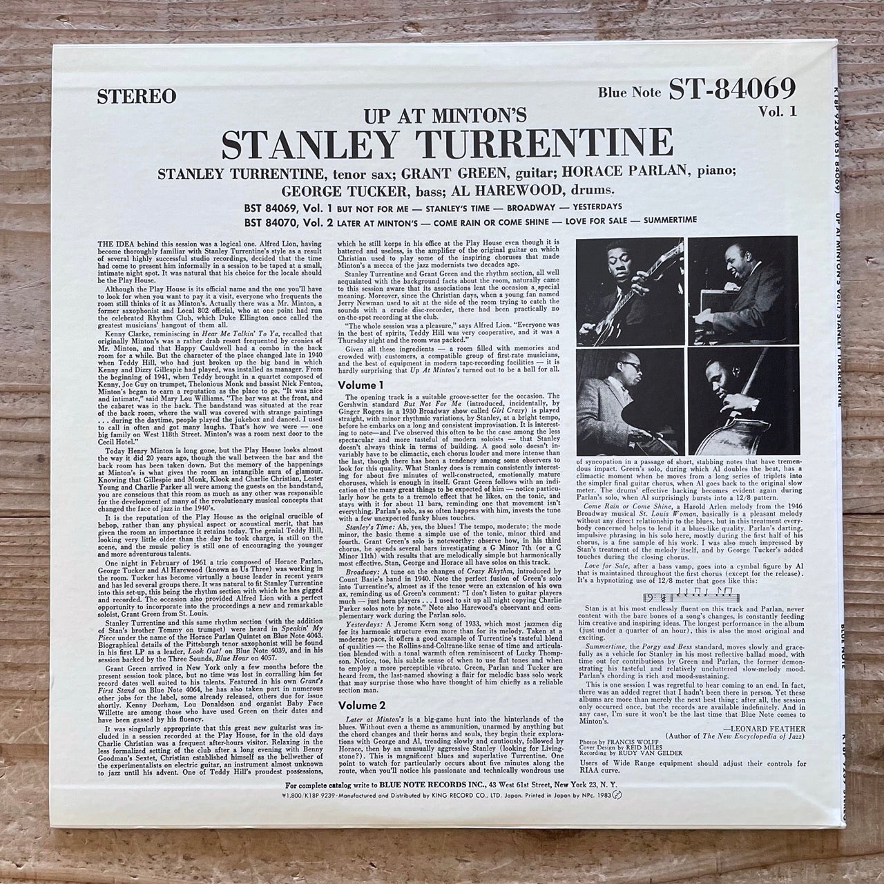 STANLEY TURRENTINE / UP AT MINTON'S VOL.1 on Blue Note - Japan King LP K18P-9239