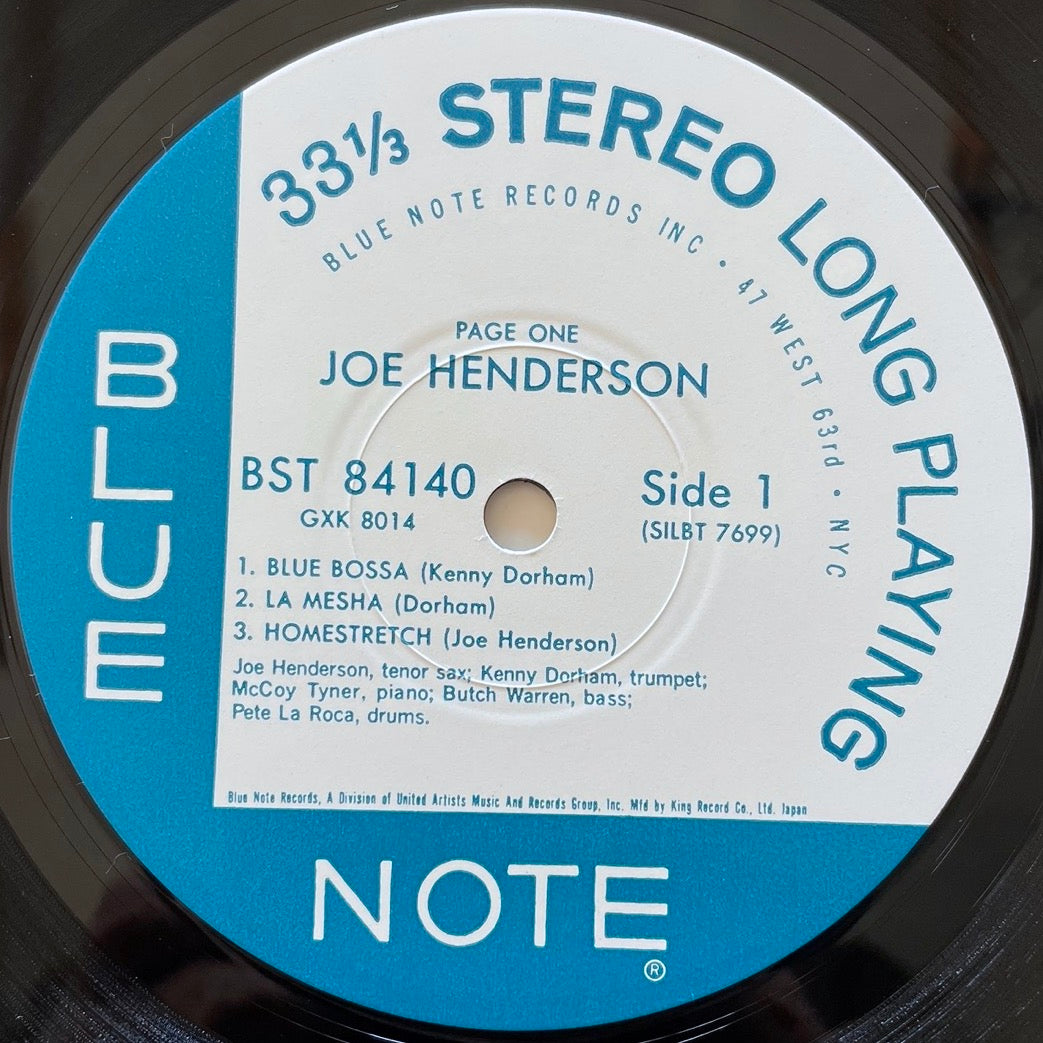 JOE HENDERSON / PAGE ONE on Blue Note - Japan King LP GXK-8014