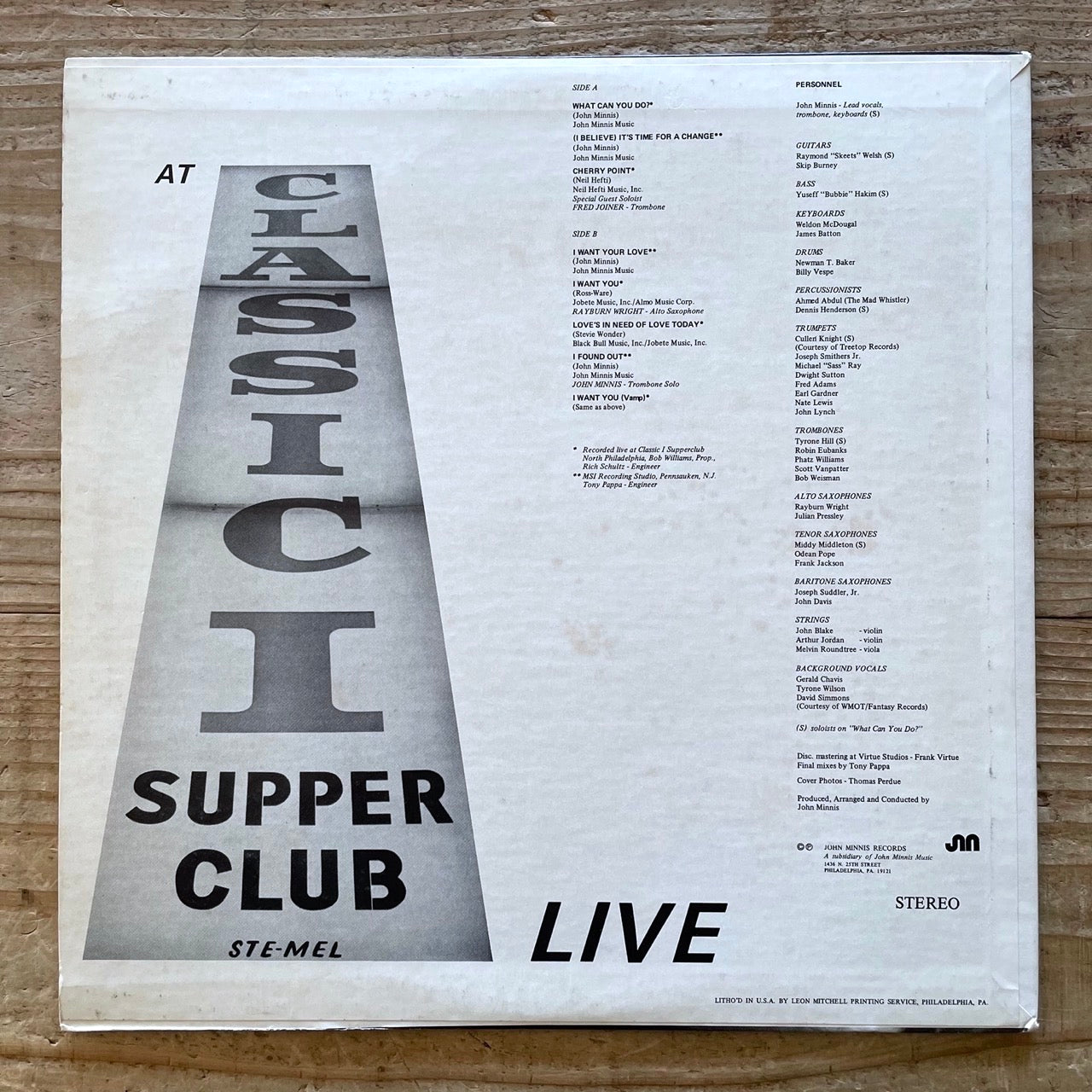 JOHN MINNIS' BIG BONE BAND - CLASSIC I-LIVE - Japan LP JM578 Jazz Funk Soul RareGroove
