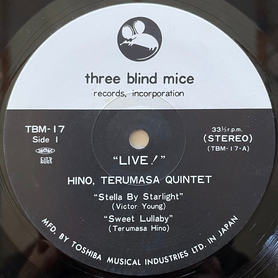 TERUMASA HINO QUINTET / LIVE! on Three Blind Mice - Japan Original LP TBM-17