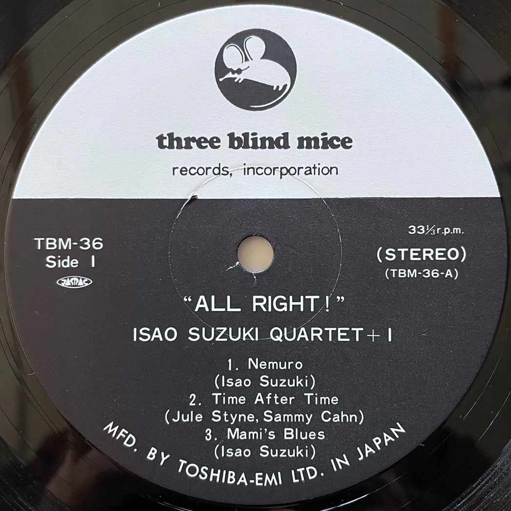 ISAO SUZUKI QUARTET + 1 / ALL RIGHT! on Three Blind Mice - Japan Original LP TBM-36