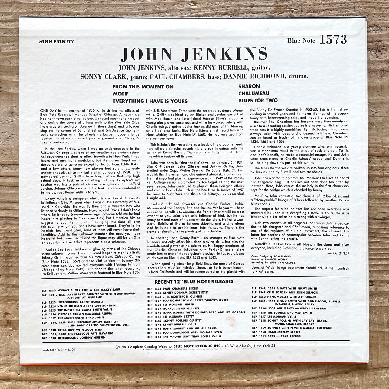 JOHN JENKINS - KENNY BURRELL on Blue Note BLP 1573 - Japan King LP GXK-8214