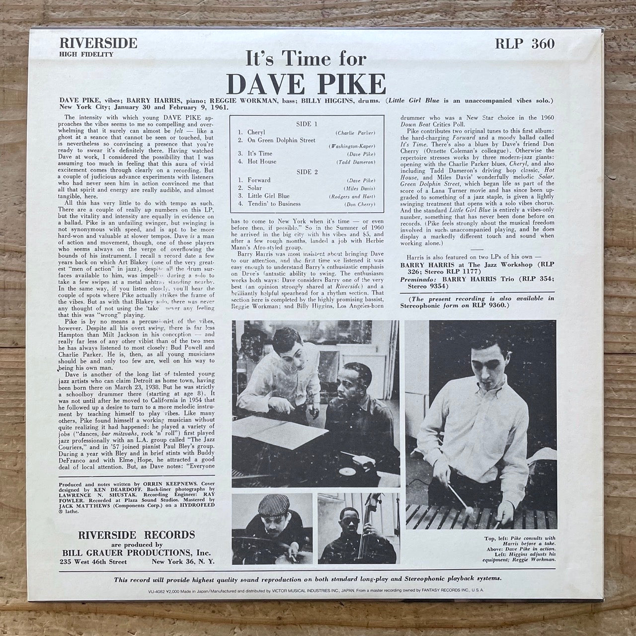 DAVE PIKE / IT'S TIME FOR on Riverside - Japan LP NM VIJ-4082