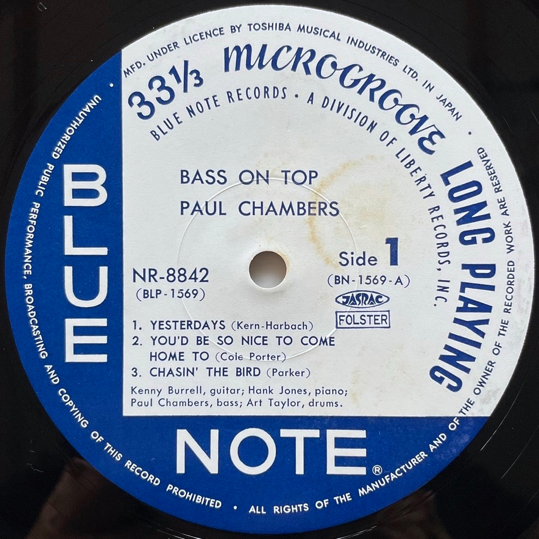 PAUL CHAMBERS / BASS ON TOP on Blue Note - Japan MONO LP NR-8842