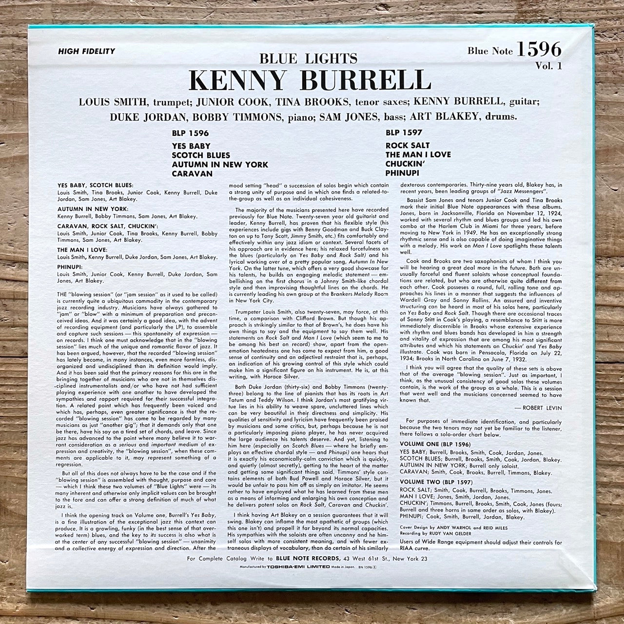 KENNY BURRELL / BLUE LIGHTS VOL.1 on Blue Note - Japan MONO LP NM BN-1596