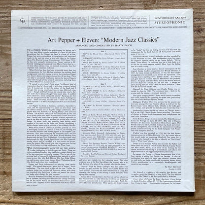 ART PEPPER + ELEVEN / MODERN JAZZ CLASSICS  on Contemporary - Japan King LP NM LAX-3015