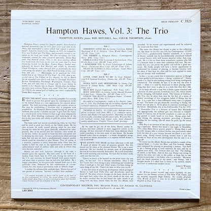 HAMPTON HAWES / VOL.3 THE TRIO EVERYBODY LIKES on Contemporary - Japan King LP NM LAX-3043