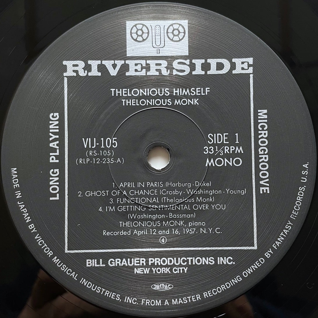 THELONIOUS MONK / THELONIOUS HIMSELF on Riverside - Japan LP NM VIJ-105