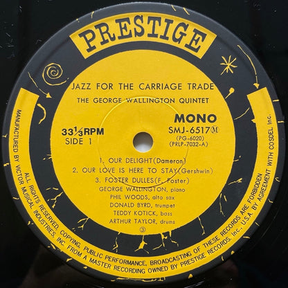 GEORGE WALLINGTON QUINTET / JAZZ FOR THE CARRIAGE TRADE - Japan Prestige MONO LP NM SMJ-6517 obi
