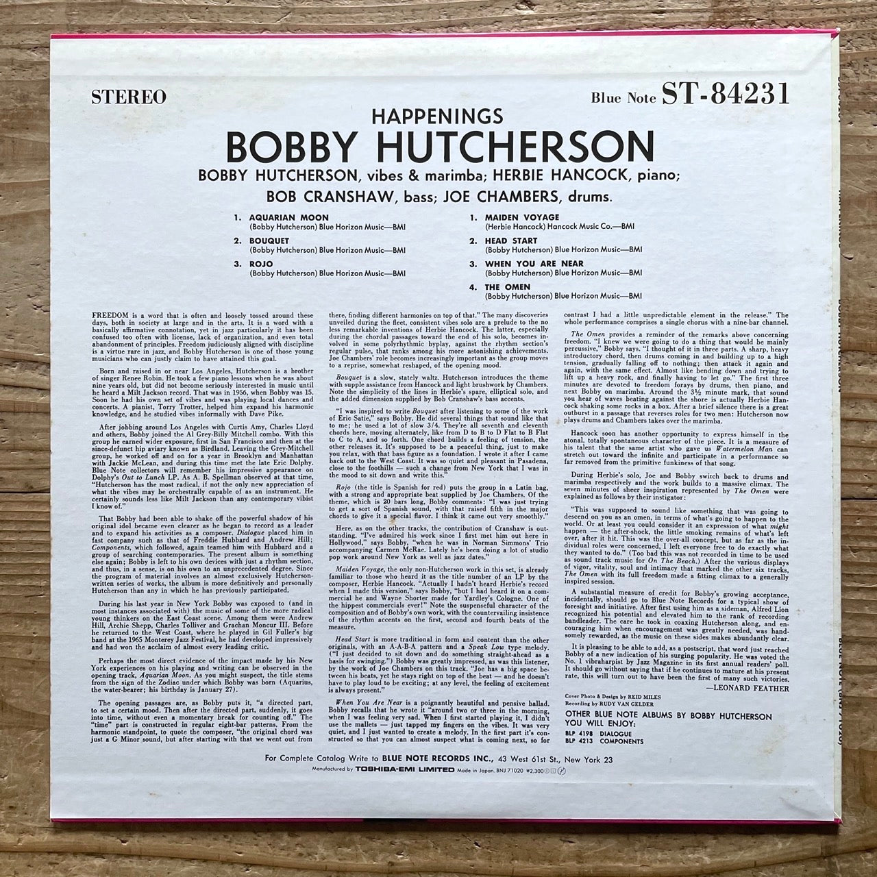 BOBBY HUTCHERSON / HAPPENINGS on Blue Note - Japan LP NM BNJ-71020