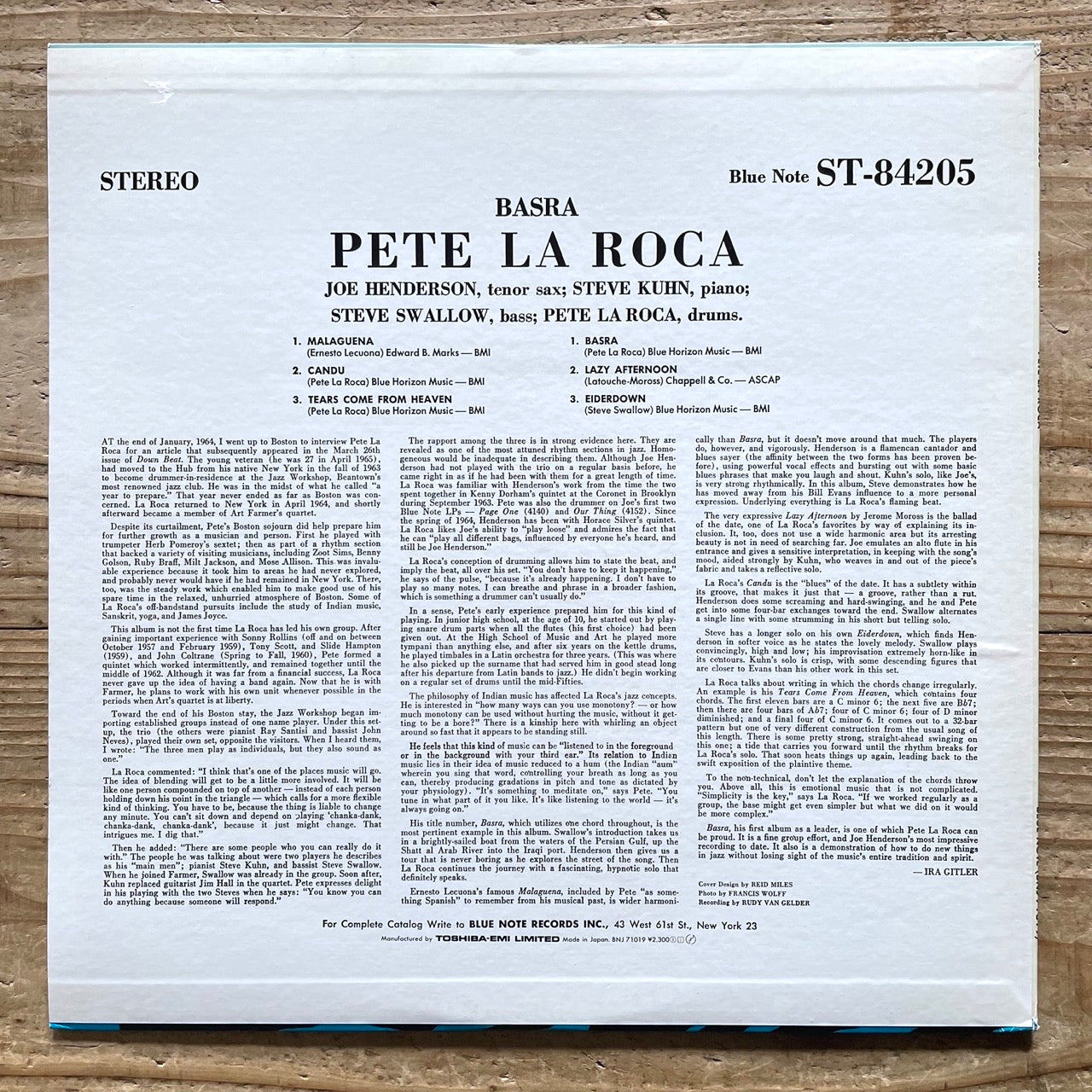PETE LA ROCA / BASRA on Blue Note - Japan LP BNJ-71019