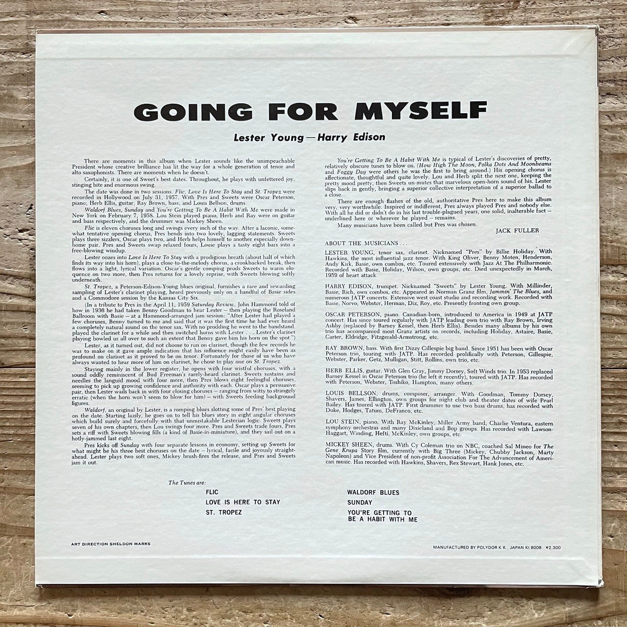 LESTER YOUNG - HARRY EDISON / GOING FOR MYSELF on Verve - Japan Mono Promo LP MV2690