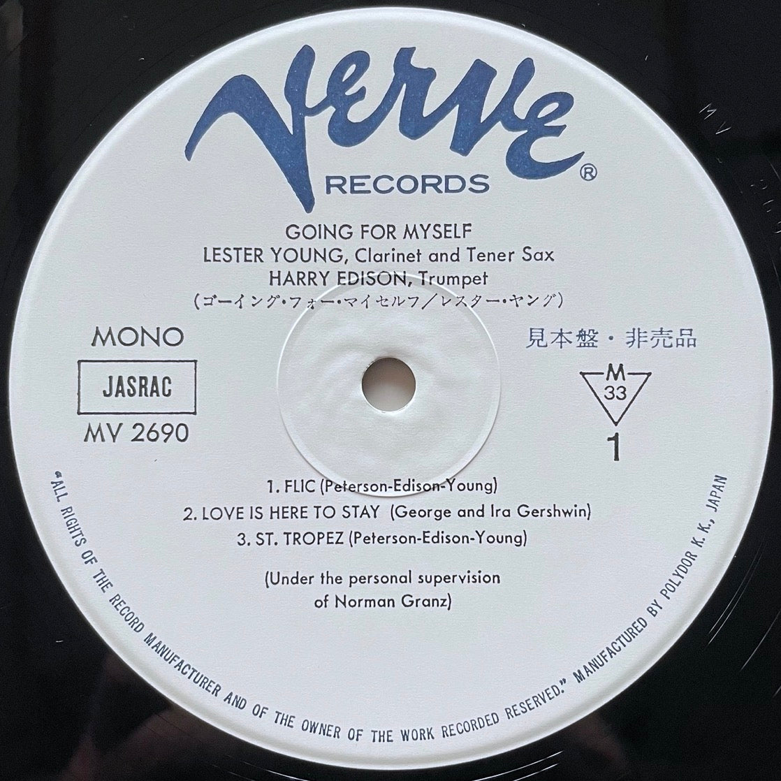 LESTER YOUNG - HARRY EDISON / GOING FOR MYSELF on Verve - Japan Mono Promo LP MV2690