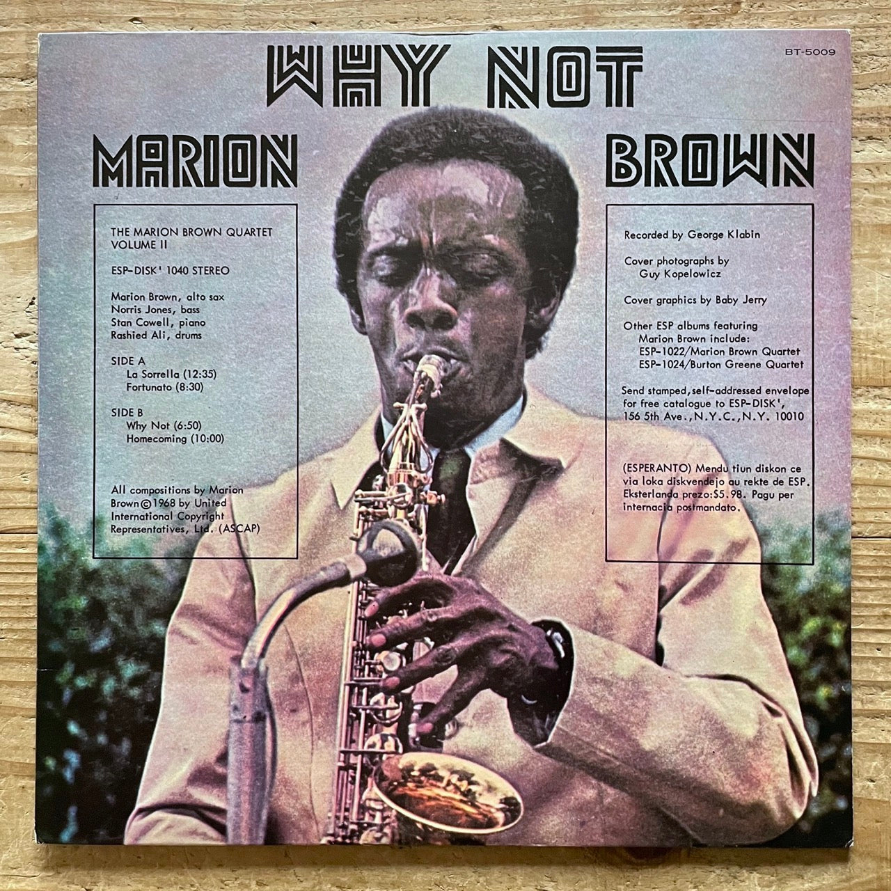 MARION BROWN QUARTET / WHY NOT on ESP-DISK - Japan LP NM BT-5009