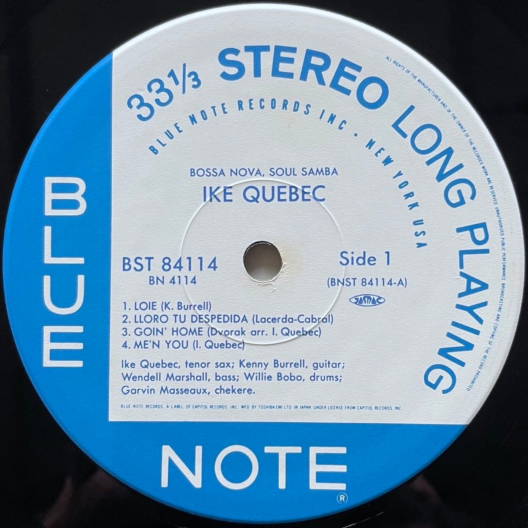IKE QUEBEC / BOSSA NOVA SOUL SAMBA on Blue Note - Japan LP BN4114