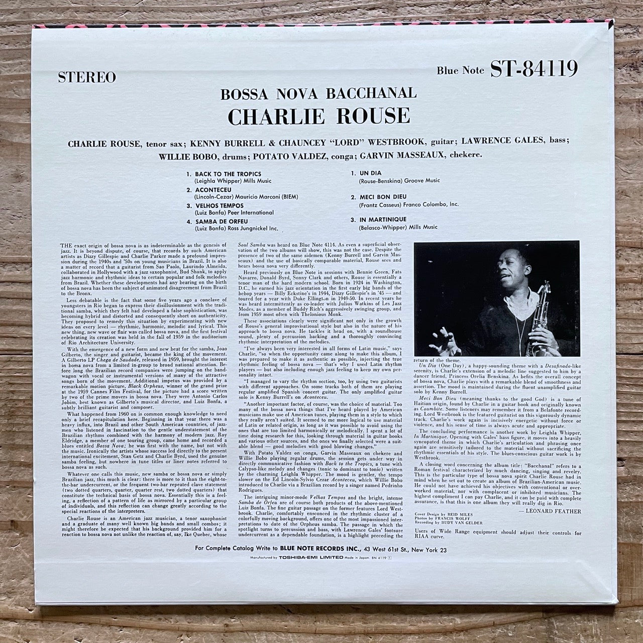 CHARLIE ROUSE / BOSSA NOVA BACCHANAL on Blue Note - Japan LP BN4119