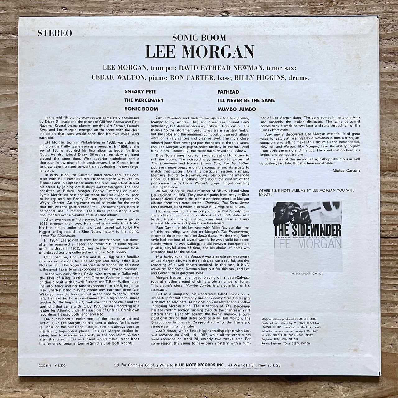 LEE MORGAN / SONIC BOOM on Blue Note - Japan King Original LP GXK-8171